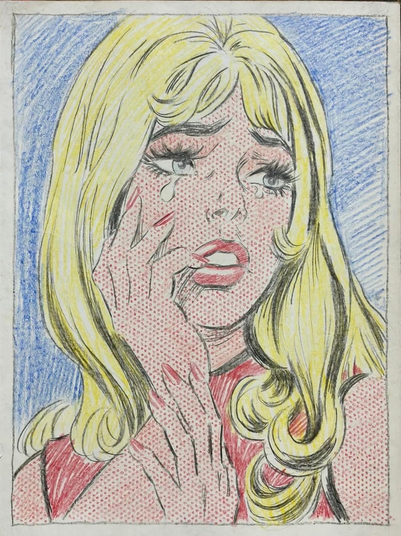 Roy Lichtenstein American Colored Pencil on Paper In the Style of. Warhol & Lichtenstein Era (1 of 6)