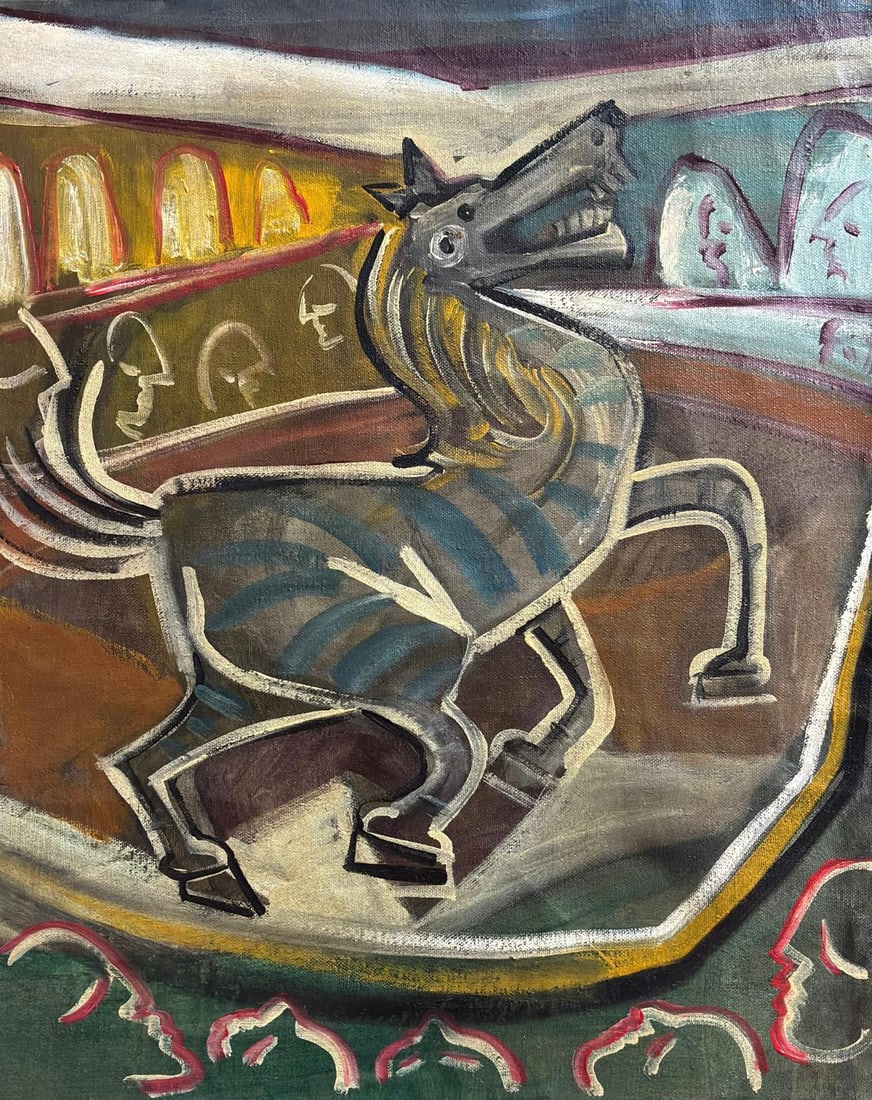 Pablo Picasso Spanish 1881-1973 Oil on Canvas Painting in the Style of Picasso. Magritte & Chagall (1 of 5)