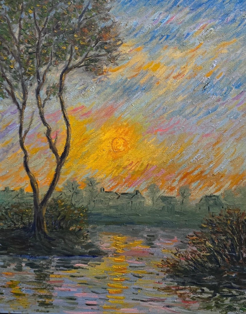 Claude Monet French 1840 - 1926 Oil on Canvas in the style of . Renoir & Manet Impressionist Era.: Title:Untitled Technique:Oil on canvas Measures:20 × 16 inches(50.8 × 40.64 cm) Year:Circa 1880s–1890s Condition:Good overall condition. The canvas is structurally sound, with a stable pictorial s