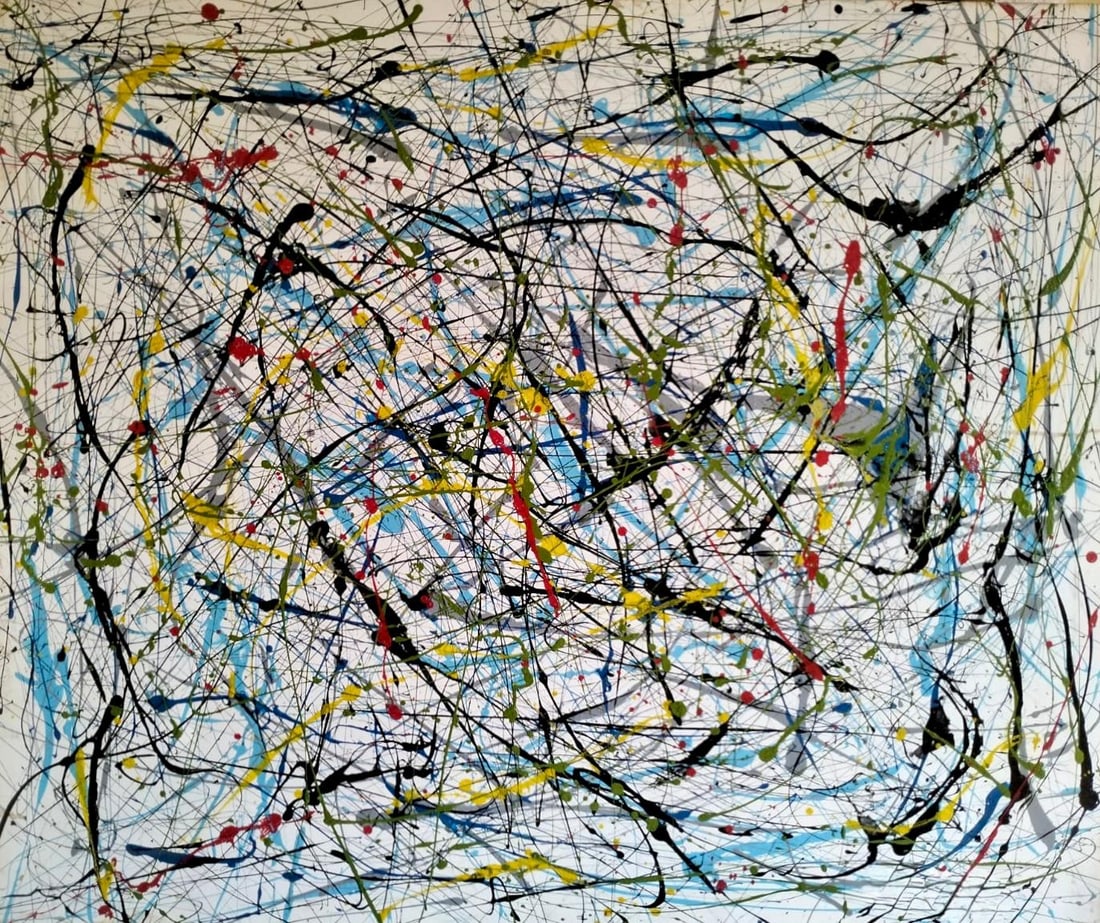 Jackson Pollock American Oil on Canvas Painting In The Style of. Rothko, Kline, & Pollock Era (1 of 6)