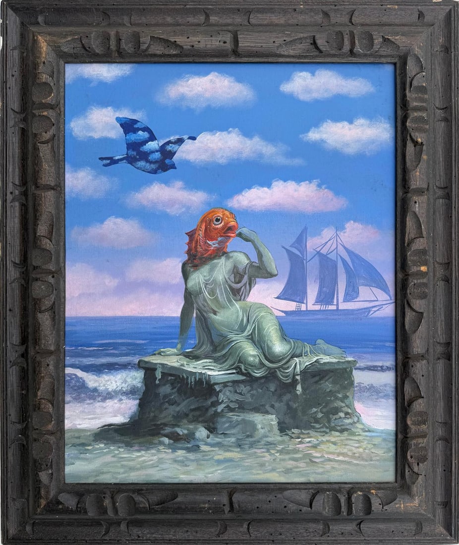 Rene Magritte Belgian 1898 - 1967 Oil on Canvas Painting in The Style of. Dali, Picasso Era (1 of 5)