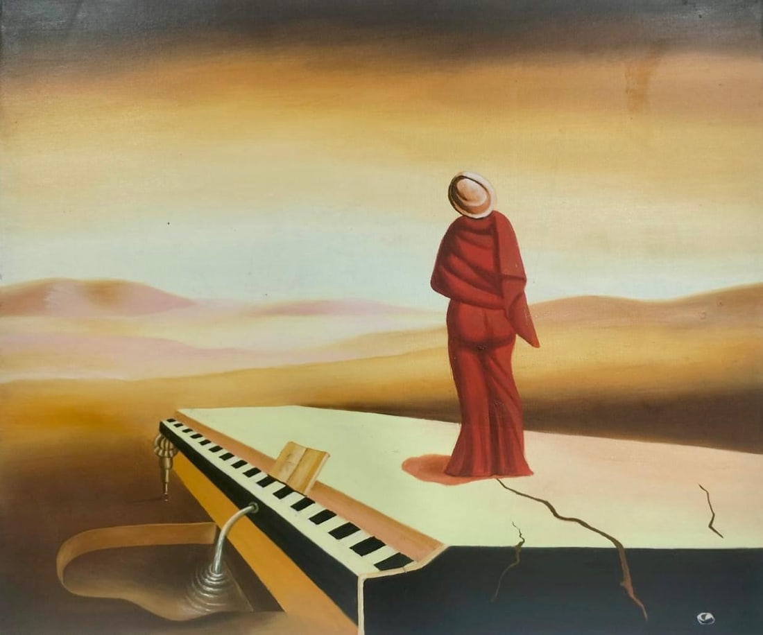 Salvador Dali Spanish 1904 - 1989 Oil on Canvas Painting in the style of. Picasso & Dali: Title:Soif dans le désert Technique:Oil on canvas Measures:20 × 24 inches(50 × 60 cm) Year:1959 Condition:Good overall condition. The canvas is structurally sound, with a stable pictorial surface.