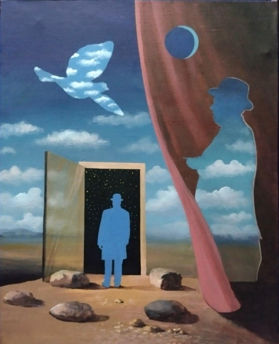 Rene Magritte Belgian 1898 - 1967 Oil on Canvas Painting in The Style of. Dali, Picasso Era (1 of 6)