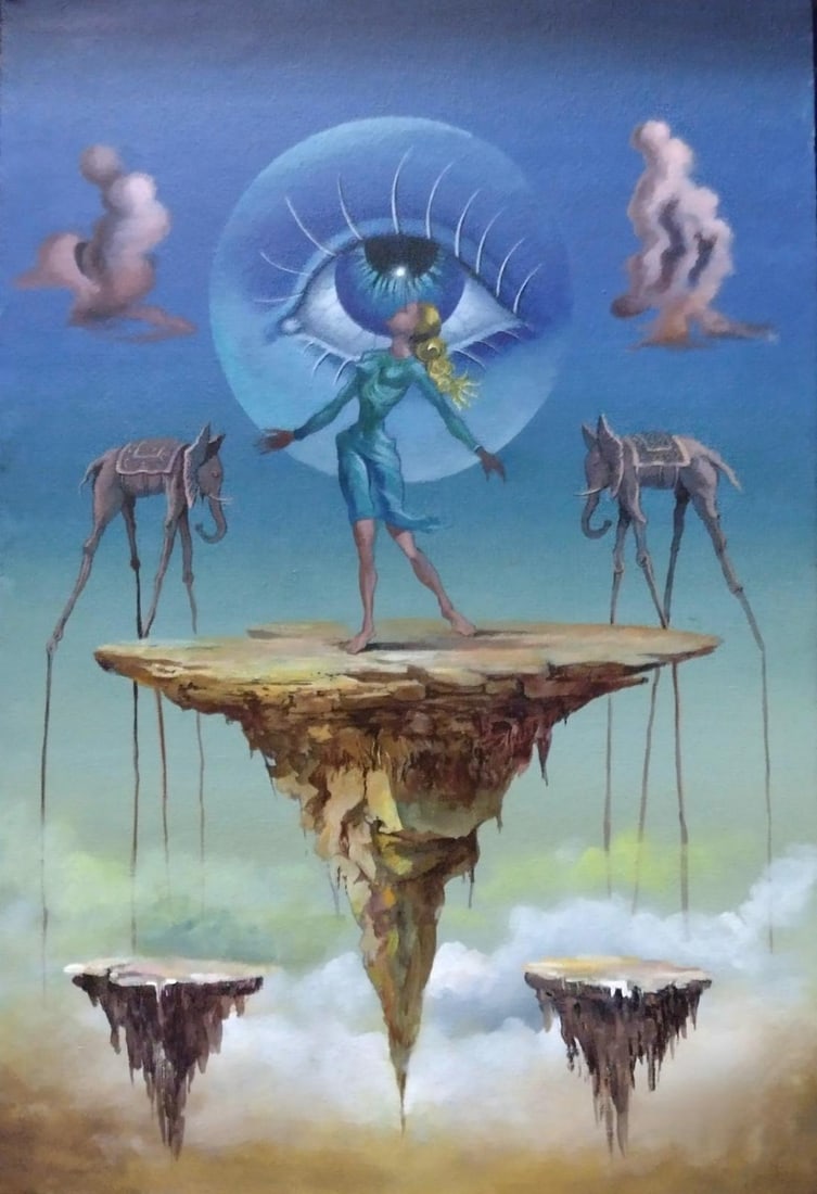 Salvador Dali Spanish 1904 - 1989 Oil on Canvas Painting in the style of. Picasso & Dali (1 of 5)