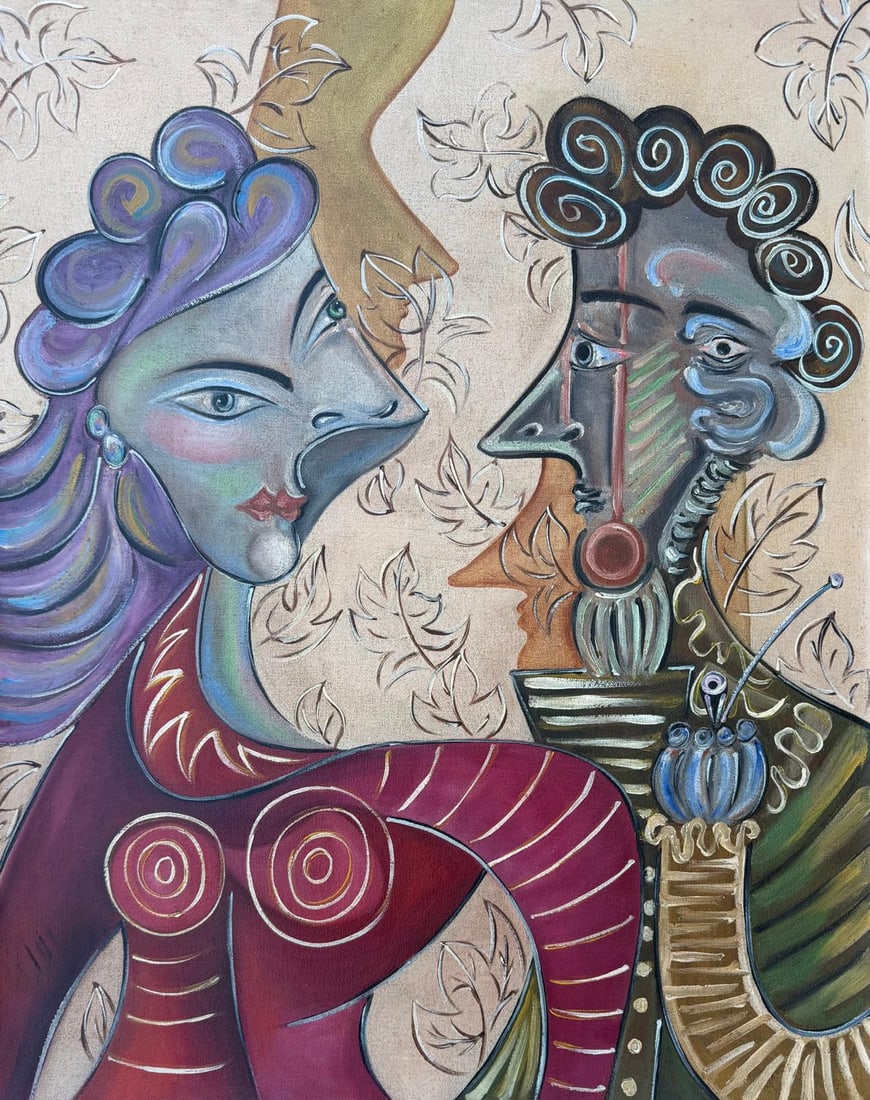 Pablo Picasso Spanish 1881-1973 Oil on Canvas Painting in the Style of Picasso. Magritte & Chagall (1 of 6)