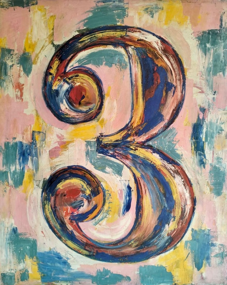 Jasper Johns American Oil on Canvas painting in the style of. Pollock, Kline, Abstract Era (1 of 4)