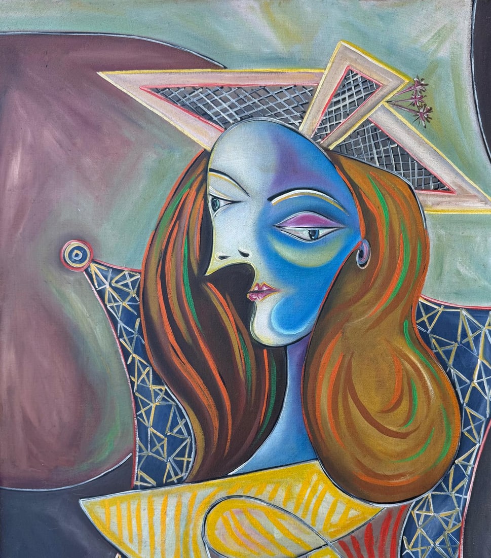 Pablo Picasso Spanish 1881-1973 Oil on Canvas Painting in the Style of Picasso. Magritte & Chagall (1 of 6)