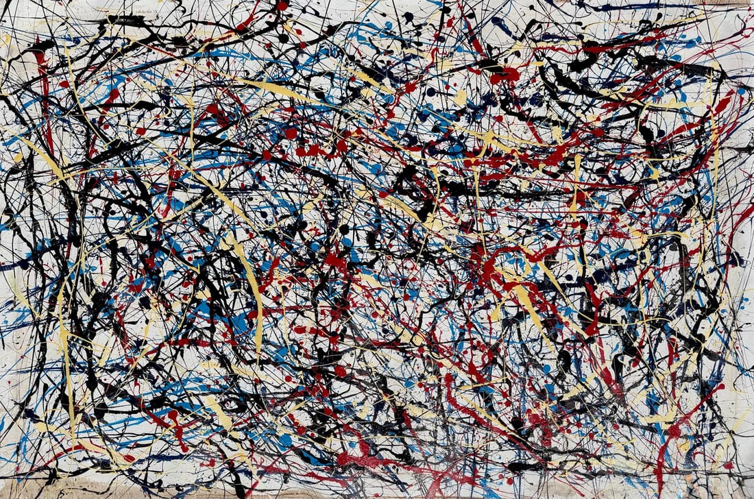 Jackson Pollock American Oil on Canvas Painting In The Style of. Rothko, Kline, & Pollock Era (1 of 5)