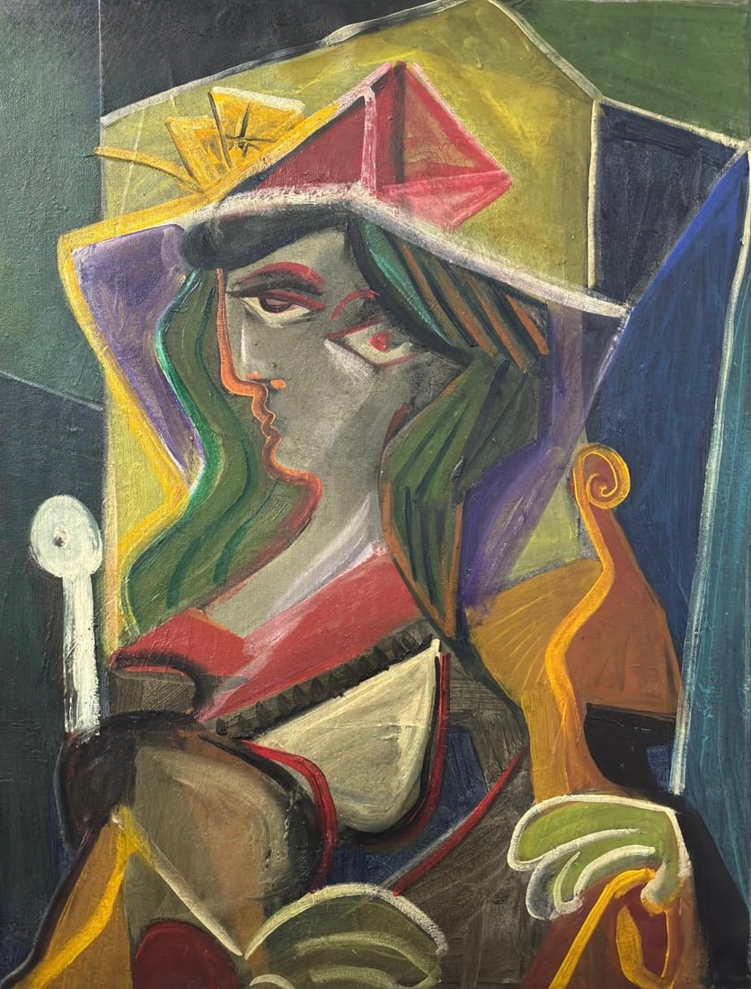 Pablo Picasso Spanish 1881-1973 Oil on Canvas Painting in the Style of Picasso. Magritte & Chagall (1 of 6)