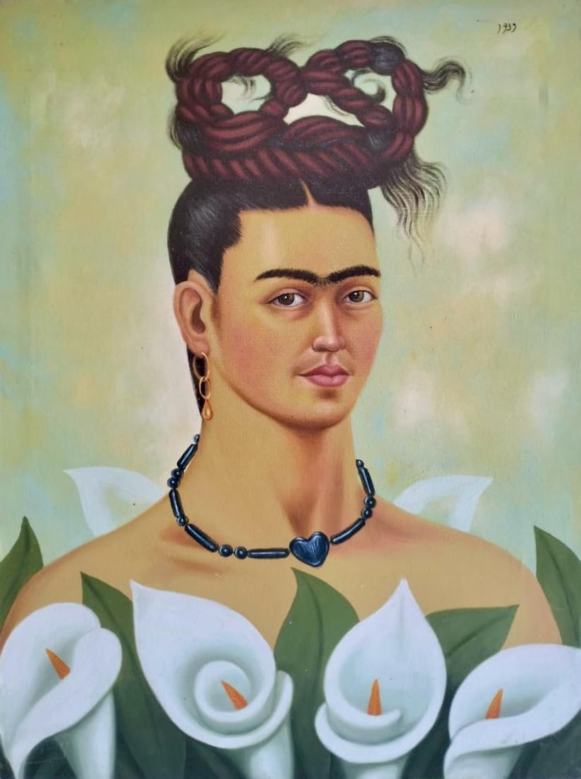 Frida Kahlo Mexican 1907-1954 Oil on Canvas In the Style of. Kahlo, Rivera & Orozco Era (1 of 6)
