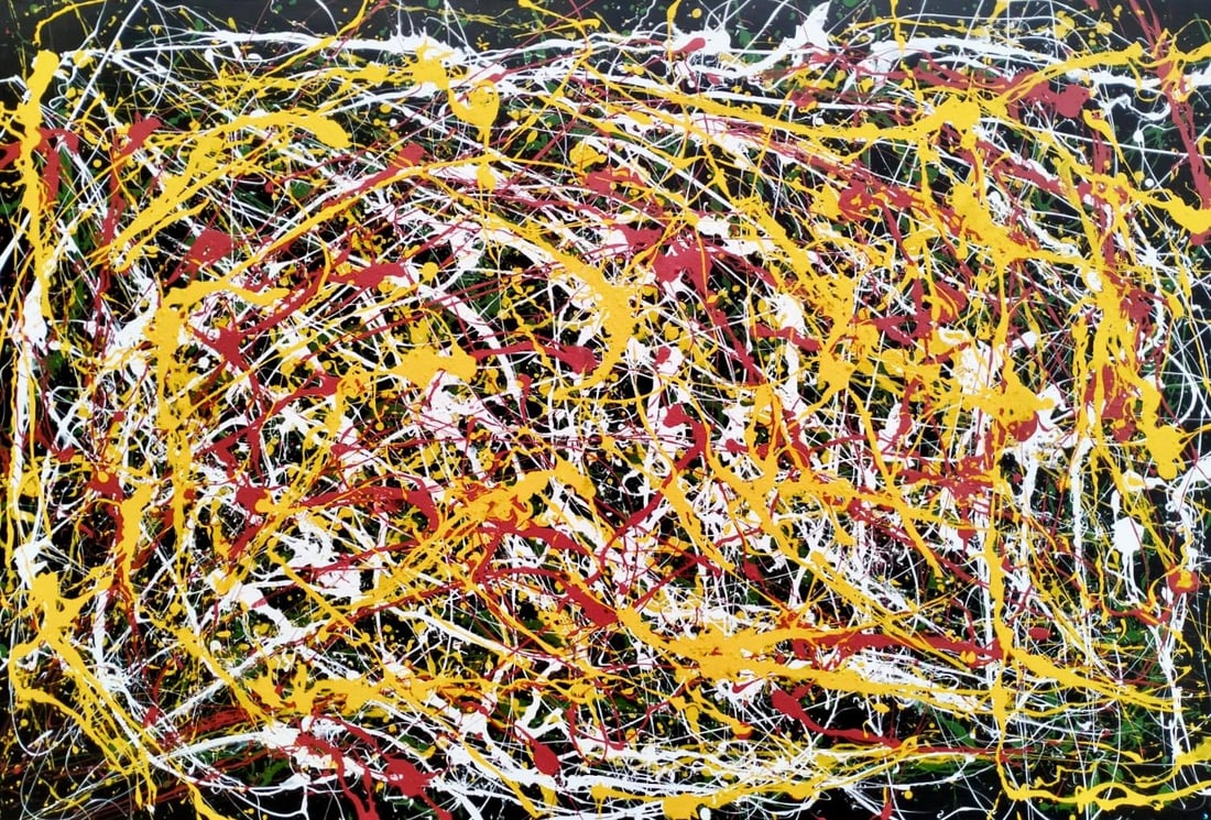 Jackson Pollock American Oil on Canvas Painting In The Style of. Rothko, Kline, & Pollock Era (1 of 7)
