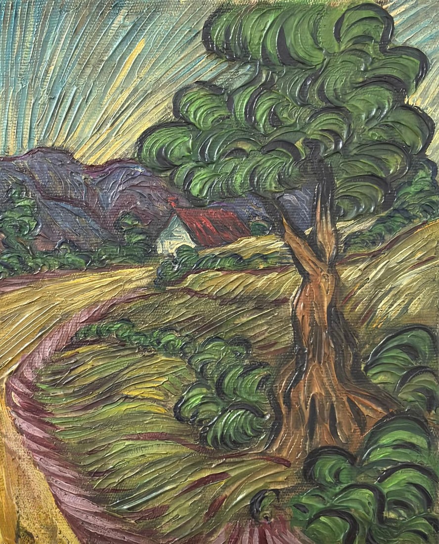 Vincent Van Gogh Dutch 1853-1890 Oil on Canvas painting in the style of. Gaugin, Monet, Degas Period: Title: Untitled Technique: Oil on canvas Measures: 11 × 8 inches (27.9 × 20.3 cm) Year: Circa 1930 Condition: The painting is in good overall condition. The surface shows stable pigment layers with