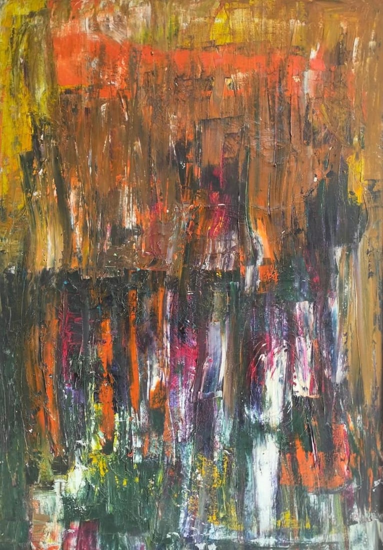 Gerhard Richter German (b. 1932) Oil on Canvas Painting in the style of.Ritcher & Pollock Abstract (1 of 7)