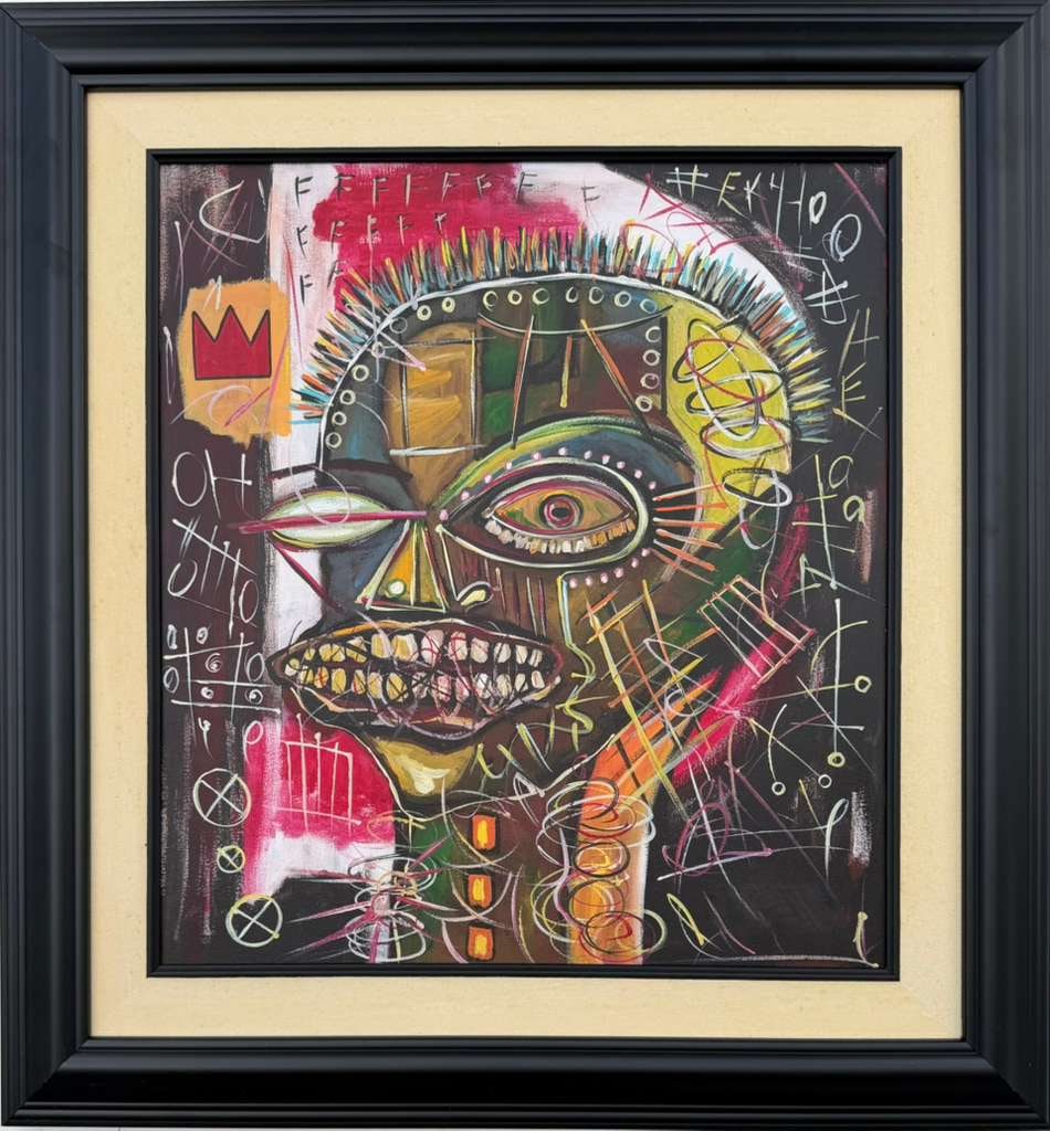 Jean Michel Basquiat 1960-1988 Mixed Media/Canvas In The Style of. Haring,Warhol,Basquiat Era. (1 of 6)