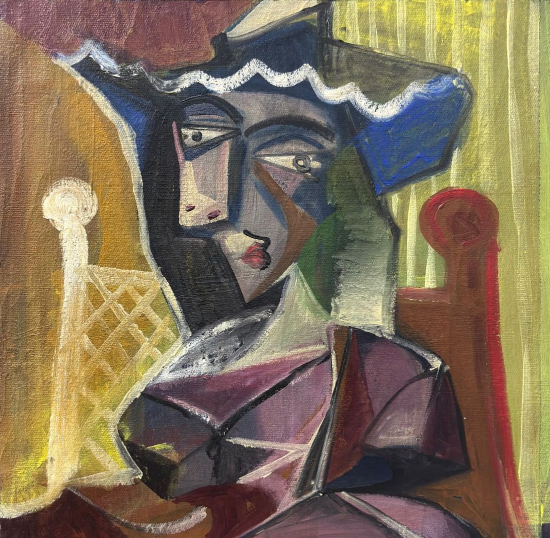 Pablo Picasso Spanish 1881-1973 Oil on Canvas Painting in the Style of Picasso. Magritte & Chagall (1 of 6)