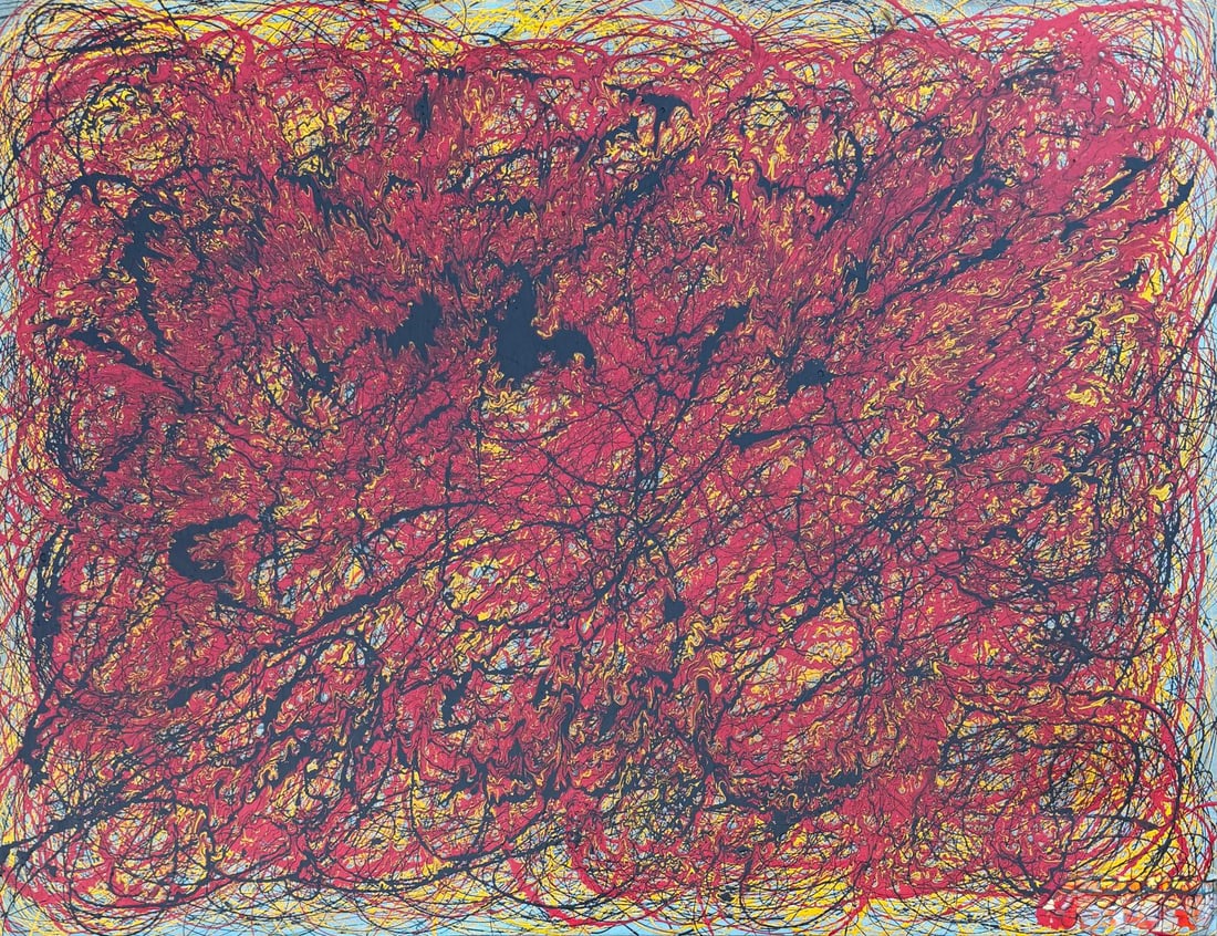 Jackson Pollock American Oil on Canvas Painting In The Style of. Rothko, Kline, & Pollock Era (1 of 7)