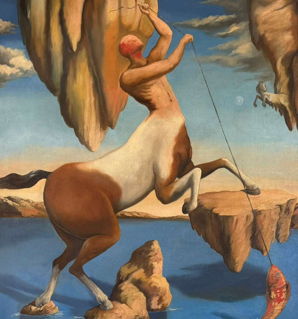 Salvador Dali Spanish 1904 - 1989 Oil on Canvas Painting in the style of. Picasso & Dali: Title: Untitled Technique: Oil on canvas Measures: 24 × 20 inches (61 × 50.8 cm) Year: Circa 1940s Condition: The painting is in good overall condition. The surface shows stable pigment with minor c