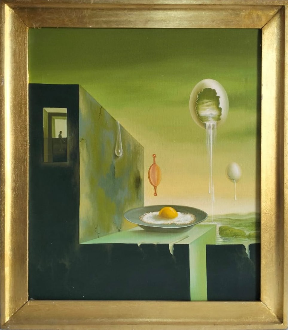 Salvador Dali Spanish 1904 - 1989 Oil on Canvas Painting in the style of. Picasso & Dali: Title: Untitled Technique: Oil on canvas Measures: 28 × 24 inches (71.1 × 61 cm) Year: 1939 Condition: The painting is in good overall condition. The surface shows stable pigment with minor craquelu