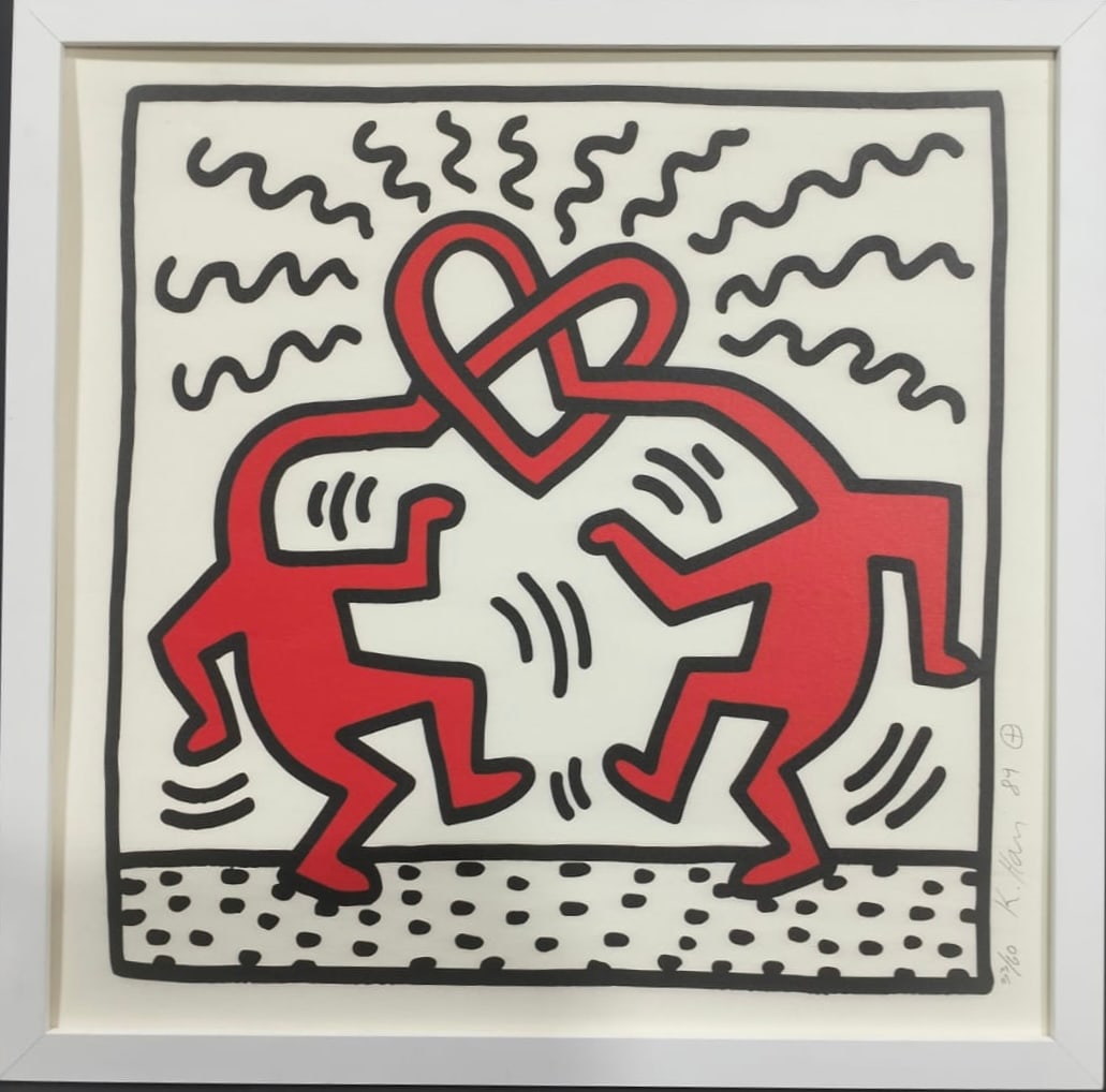 Keith Haring American 1958 - 1990 Acrylic/Canvas In The Style of. Warhol & Haring Pop Art Period.: Title: Untitled Technique: Acrylic on paper Measures: 16 × 14 inches (40.6 × 35.6 cm) Year: Circa 1980s Condition: The work is in good overall condition. The surface appears well-preserved with stro