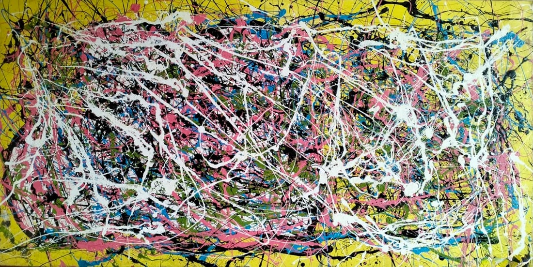 Jackson Pollock American Oil on Paper Painting In The Style of. Rothko, Kline, & Pollock Era (1 of 6)