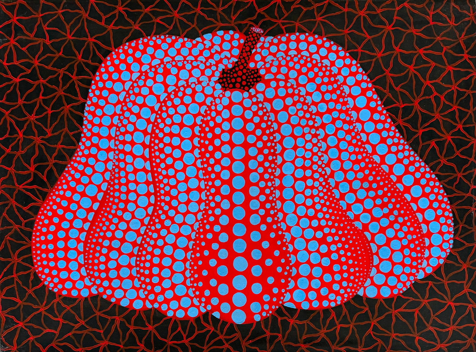 Yayoi Kusama Japanese Born 1929 Pumpkin Acrylic on canvas in the style of , Haring , Warhol Era (1 of 6)