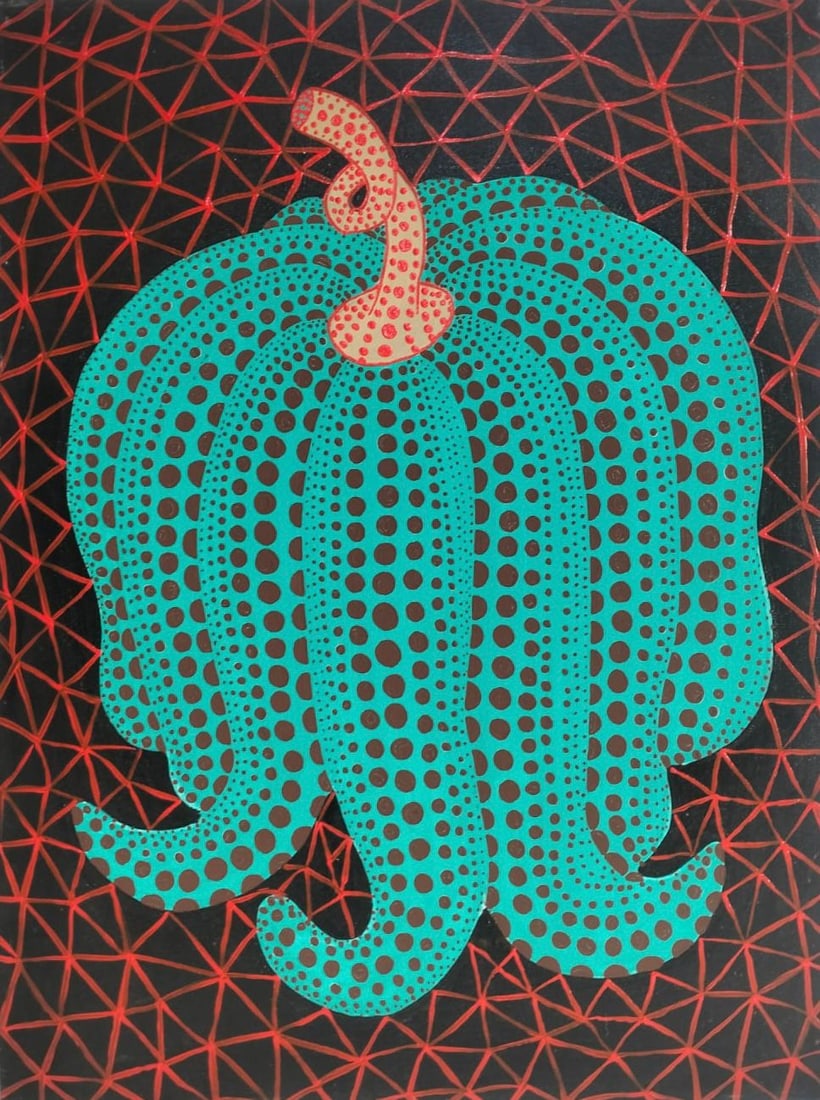 Yayoi Kusama Japanese Born 1929 Pumpkin Acrylic on canvas in the style of , Haring , Warhol Era (1 of 6)