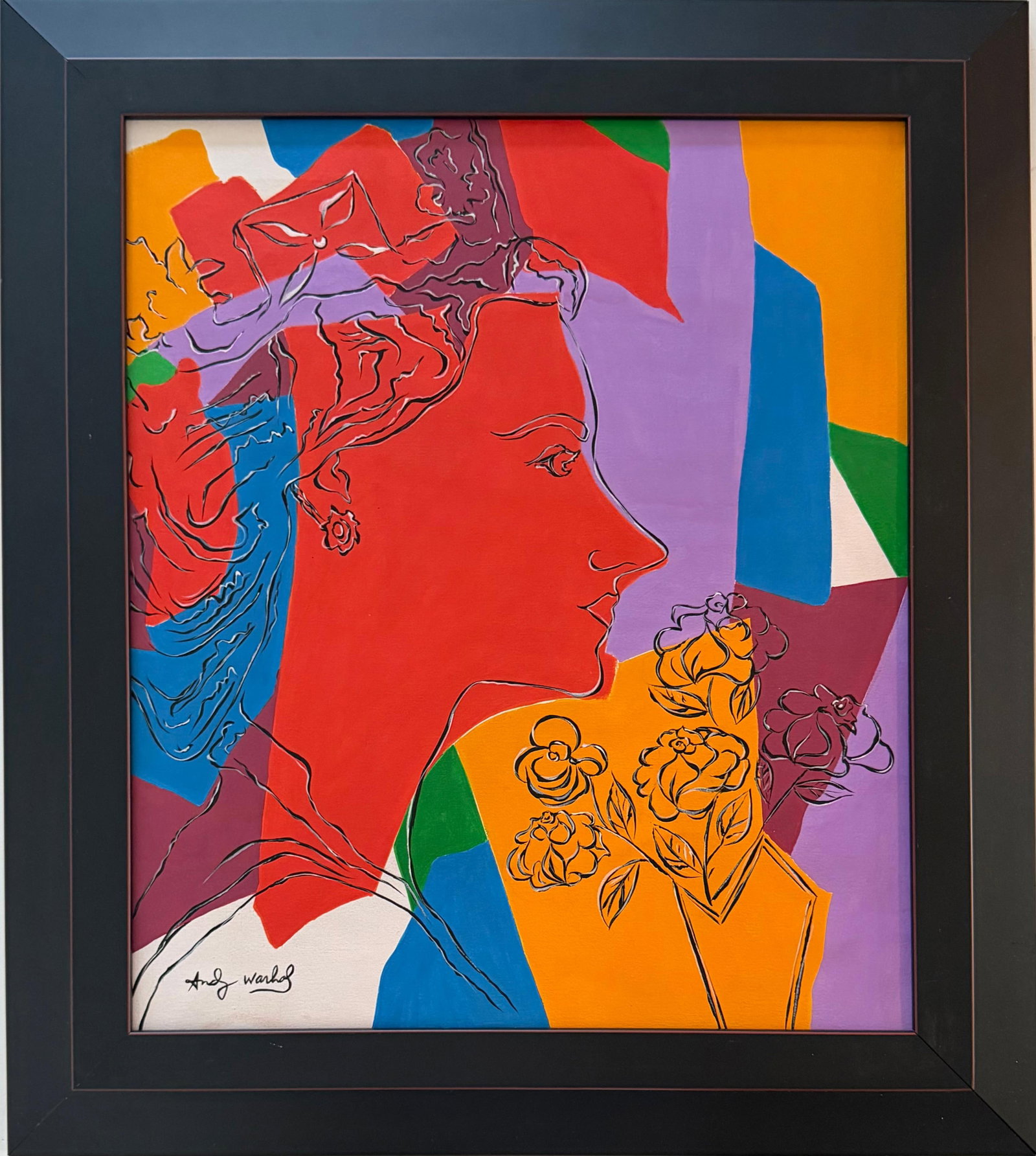 Andy Warhol American 1928-1987 Acrylic on canvas Queen in the style of , Haring , Basquiat Era: Title: Pop Reverie Technique: Acrylic on canvas Measures: 20 x 18 inches (50.8 x 45.7 cm) Condition: Good condition. Surface shows stable pigment application with vivid coloration and finely executed 