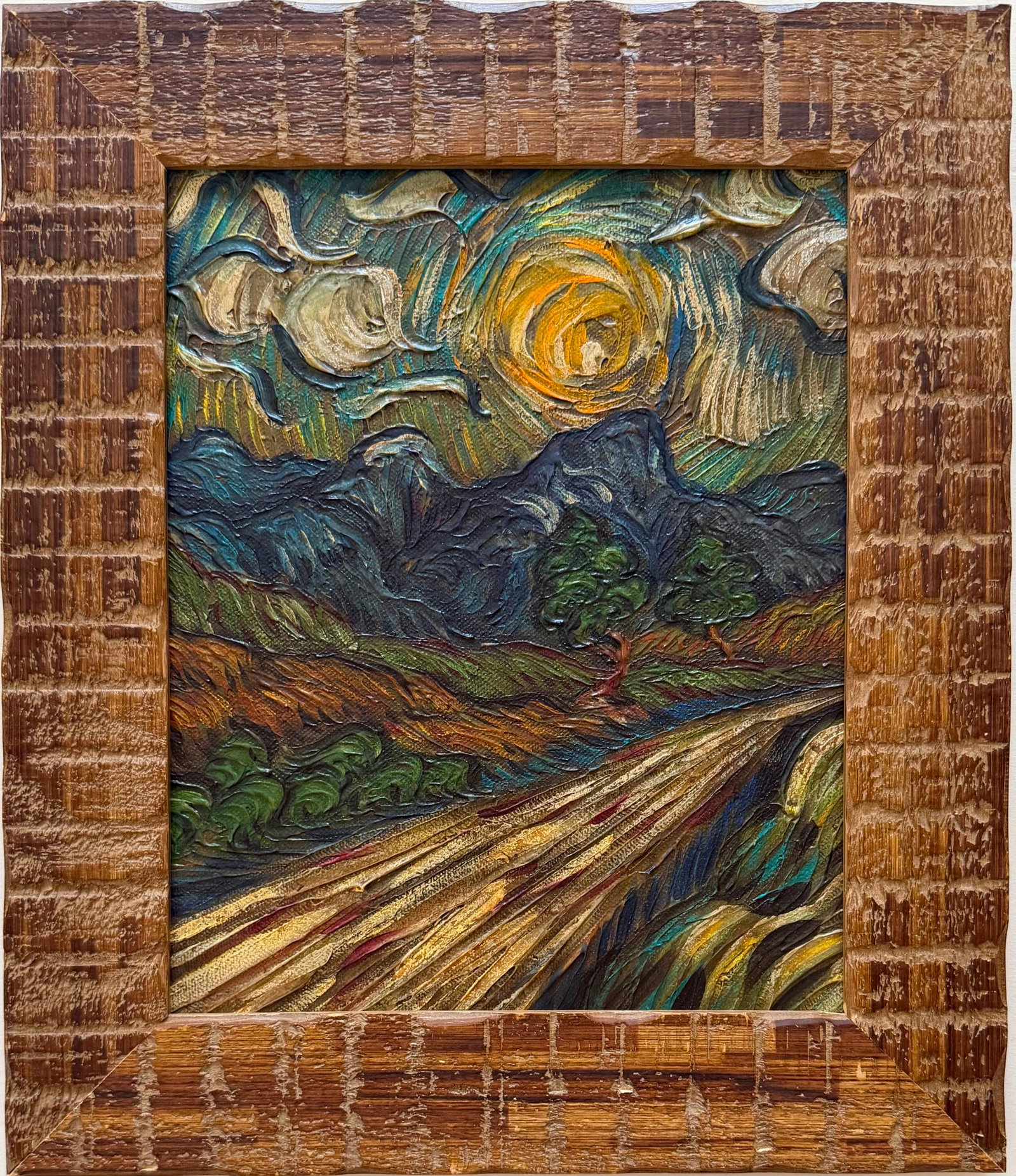 Vincent van Gogh Dutch 1853-1890 Oil on canvas painting Landschap in the style of.Monet Degas Era: Title: Landschap Technique: Oil on canvas Measures: 11 x 9 inches (27.9 x 22.9 cm) Condition: Good condition. Surface presents stable pigment application with pronounced impasto and expressive brushwo