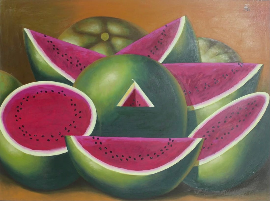 Frida Kahlo Mexican 1907-1954 oil on canvas painting still life in the style of , Picasso , Dali Era (1 of 5)