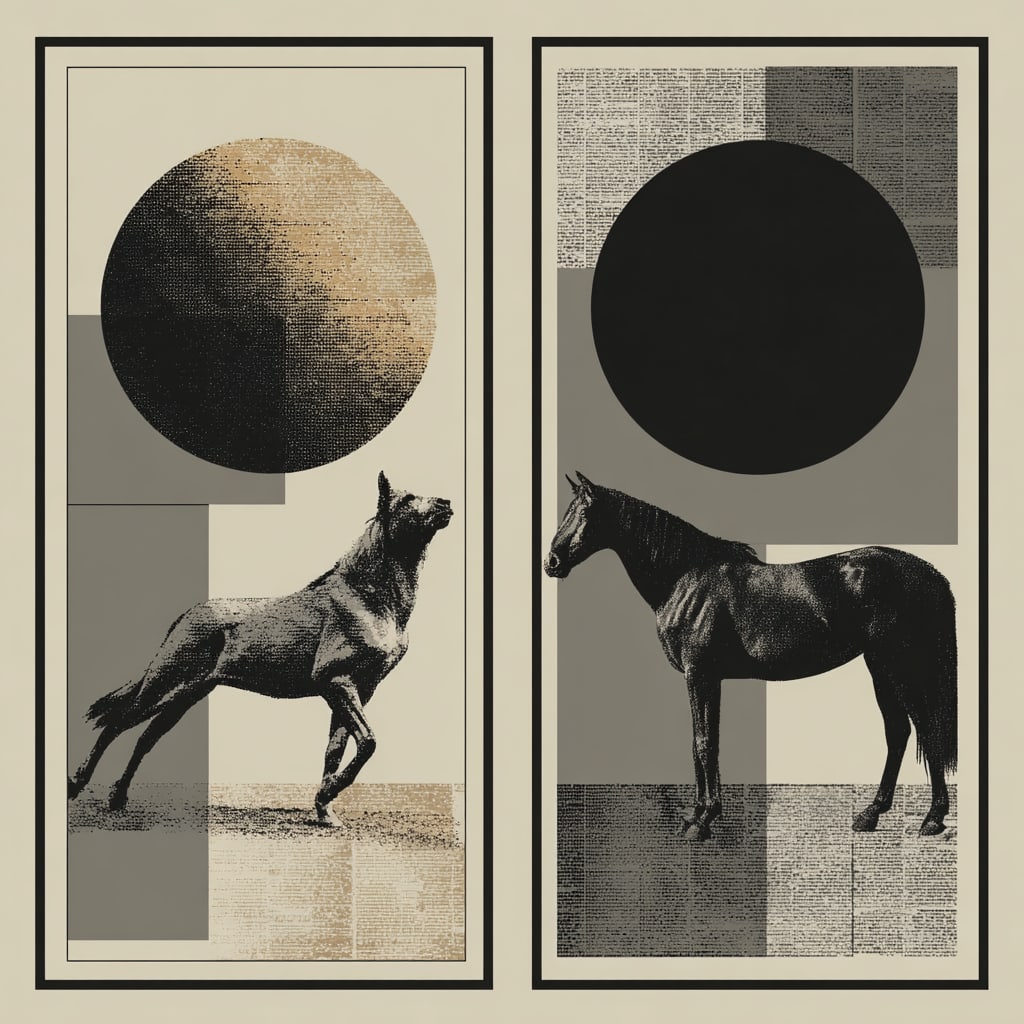 Duality of Instinct. Acrylic print on panel. By the IAAG Artists Group. Contemporary.: Title: Duality of Instinct Technique: Acrylic print on panel Measures: 20 × 20 inches (51 × 51 cm) Year: Contemporary Condition: Excellent condition. Crisp graphic execution with balanced tonal cont
