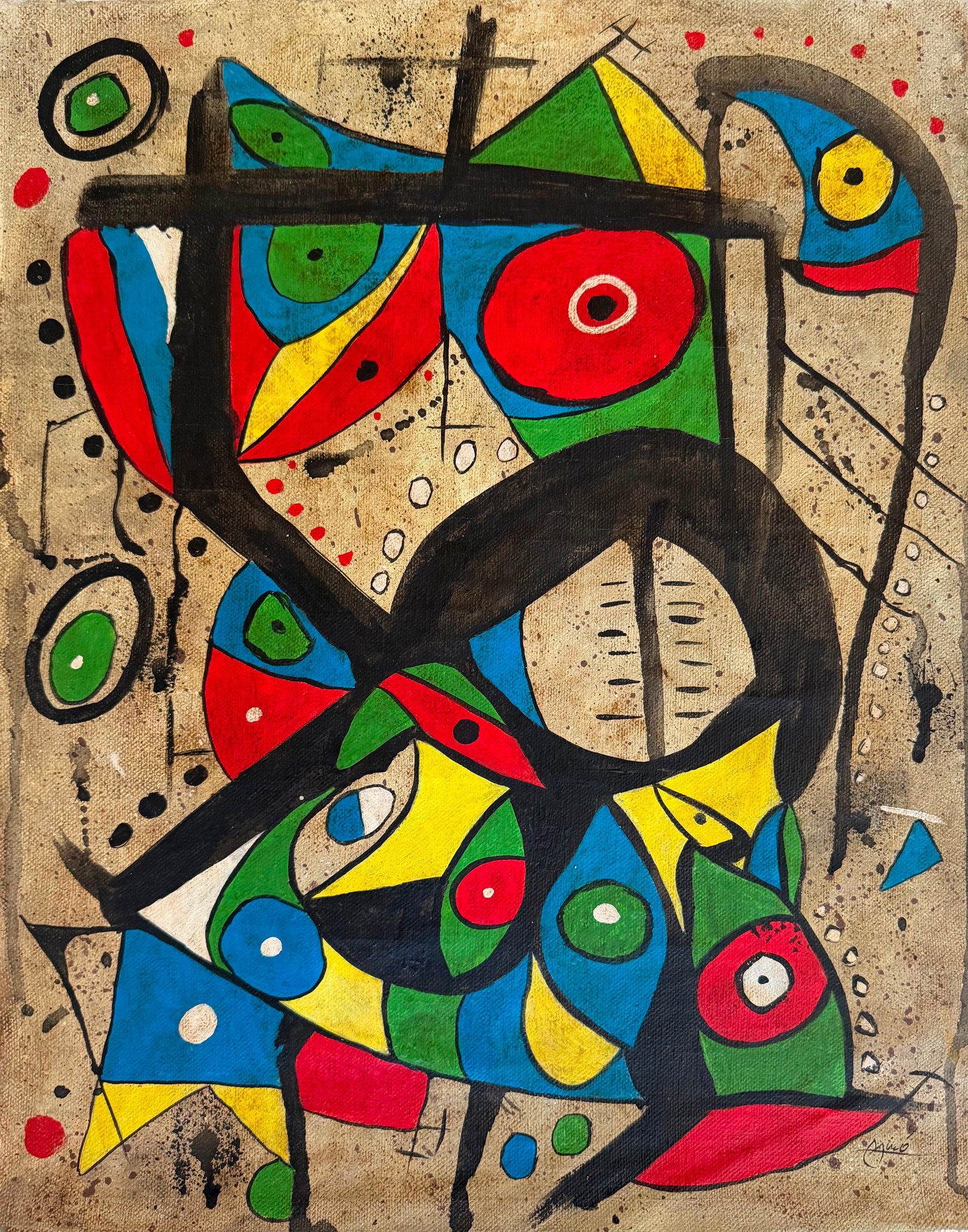 Joan Miro Spanish 1883-1983 oil on canvas painting Abstract Constellation the style of.Picasso Era (1 of 5)