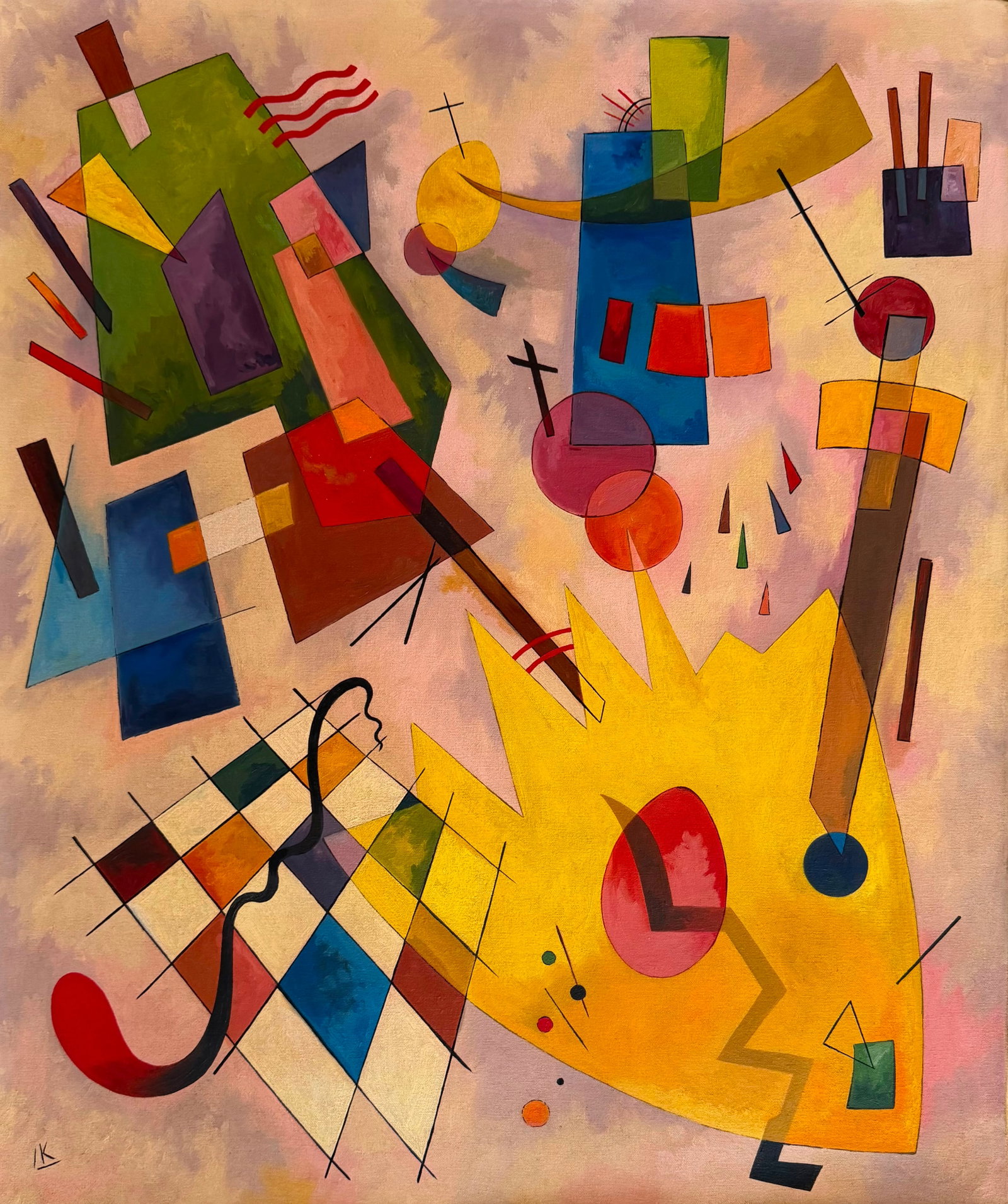 Wassily Kandinsky Russian 1866-1944 oil on canvas painting Geometric Improvisation in the style of (1 of 4)