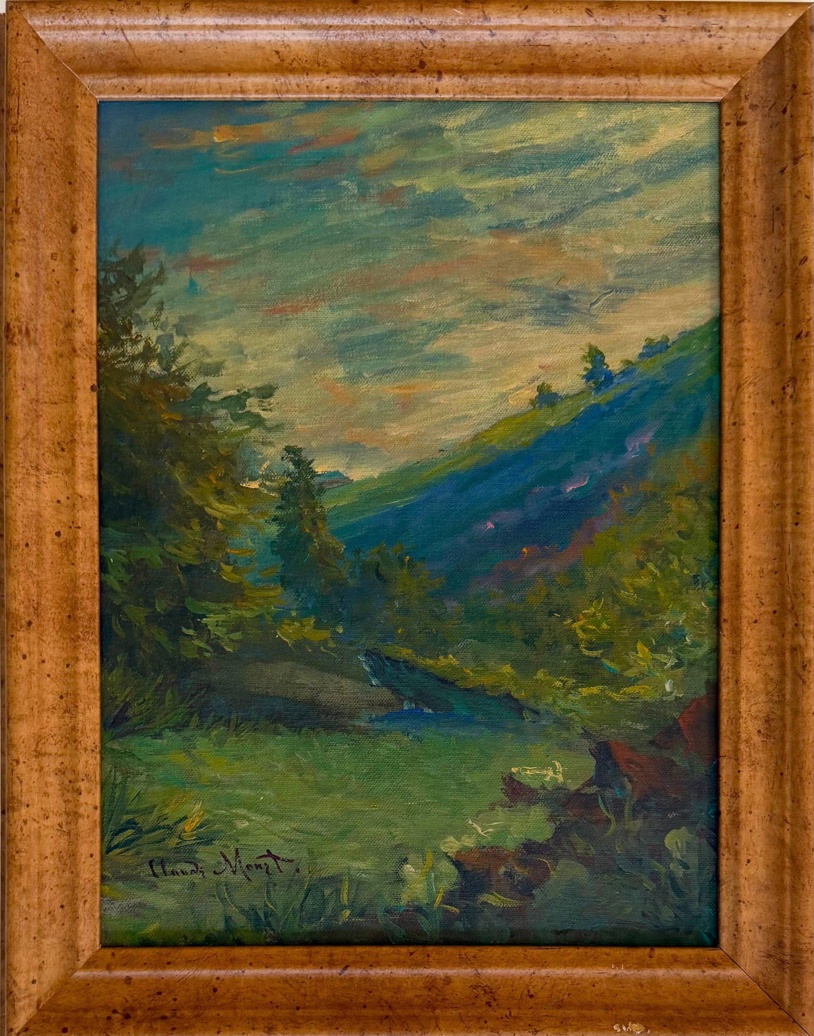 Claude Monet French 1840-1926 oil on canvas painting in the style of Mountain Valley.Van Goght Era (1 of 6)