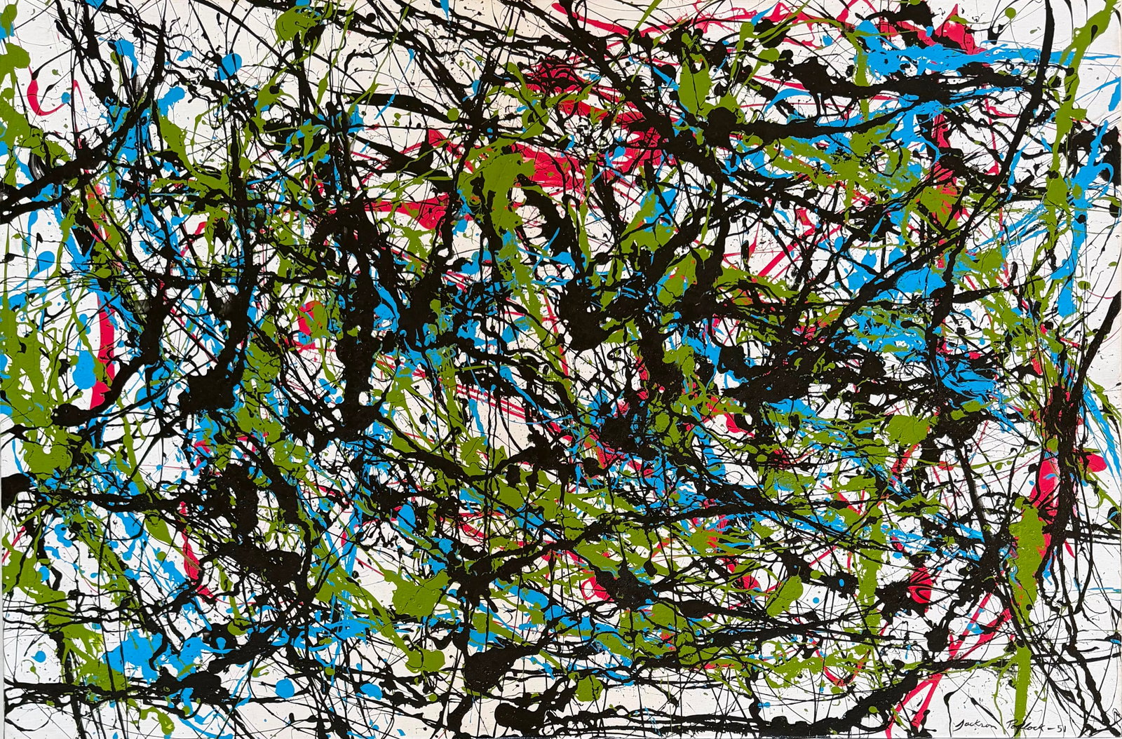 Jackson Pollock American 1912-1956 oil on canvas painting Untitled in the style of.Rothko,Basquiat (1 of 6)