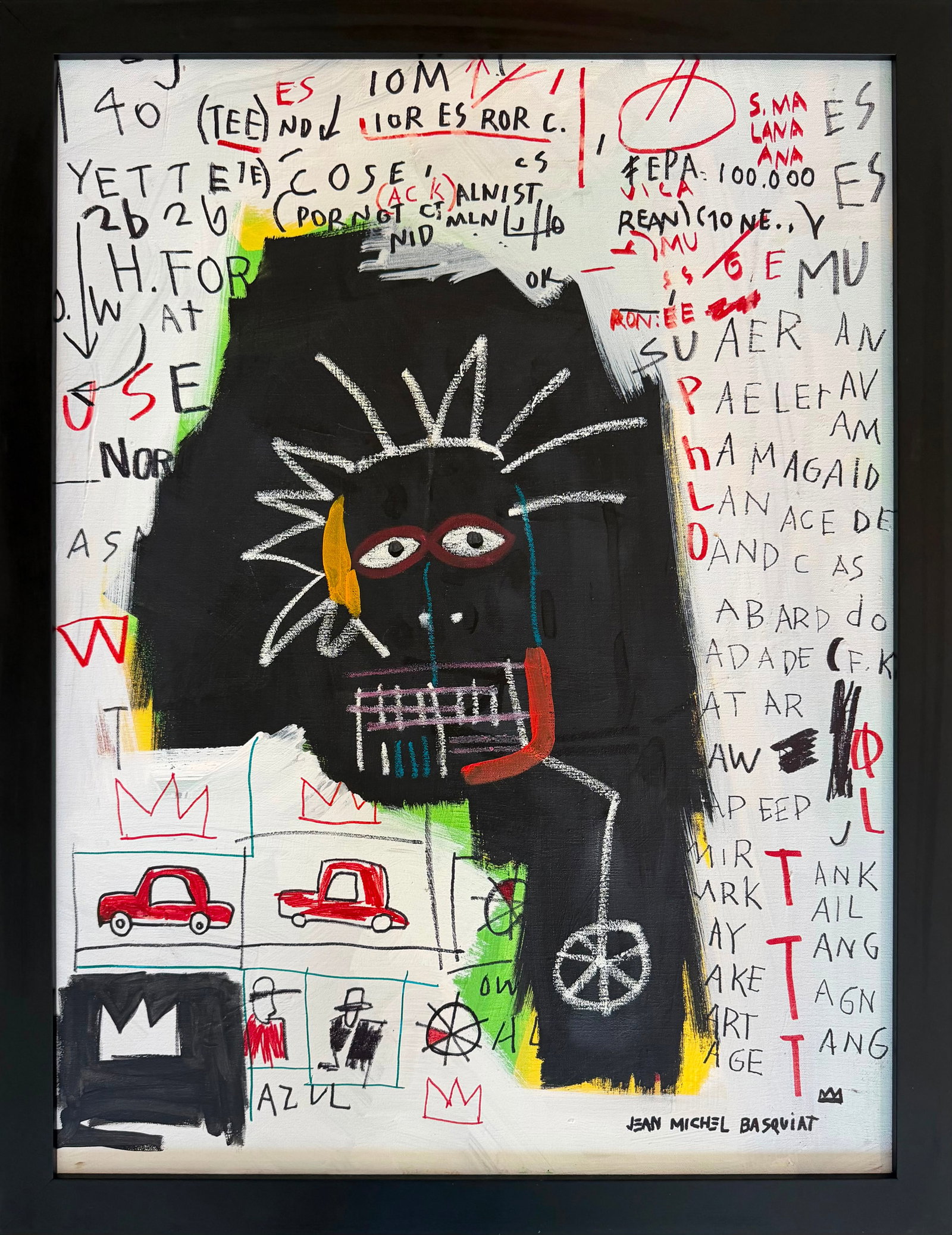 Jean Michel Basquiat American 1960-1988 Acrylic painting in the style.De Kooning, Kline, Haring Era (1 of 5)