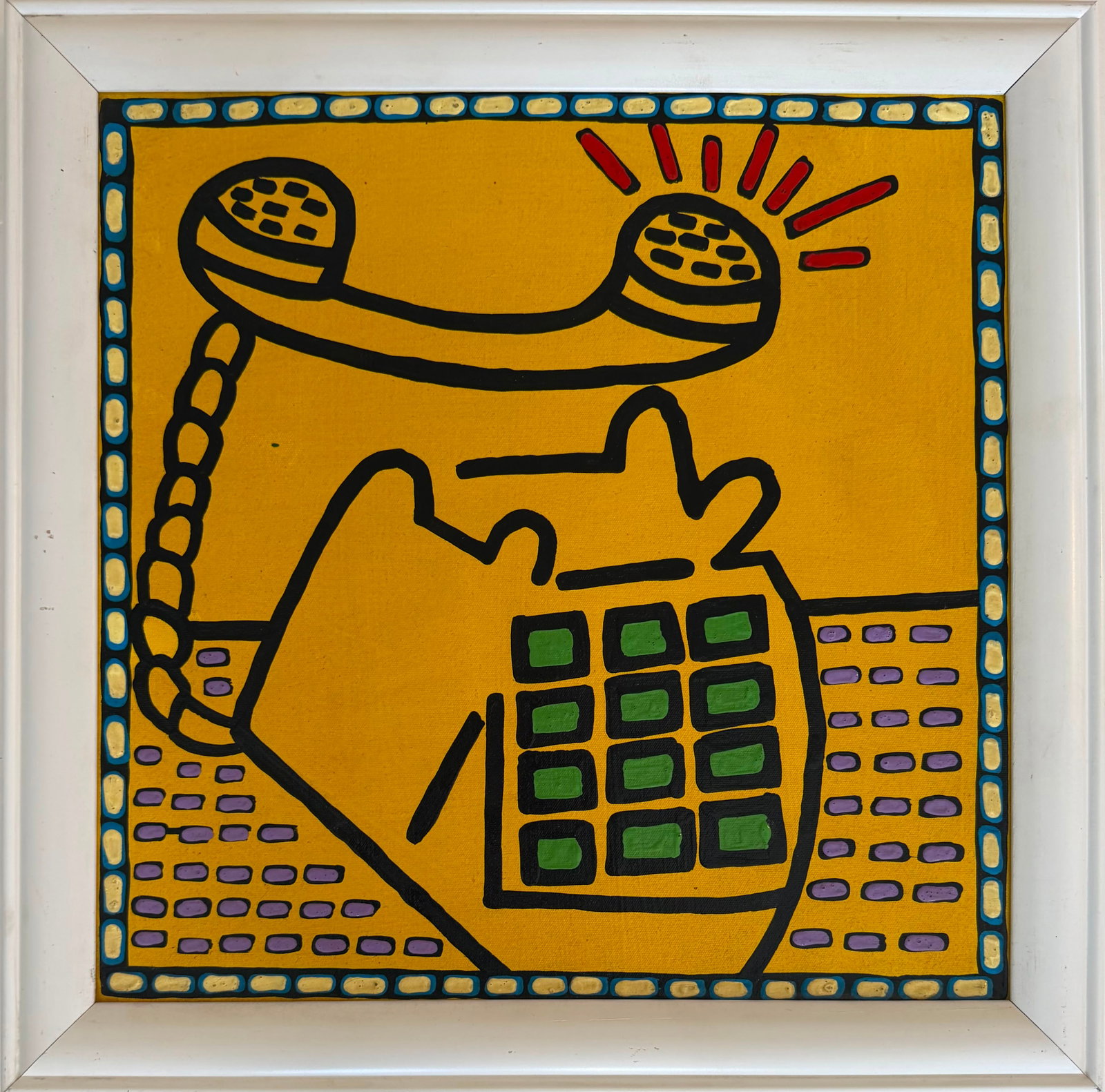Keith Haring American 1958-1990 Acrylic painting on canvas in the style.De Kooning,Kline, Haring Era (1 of 6)