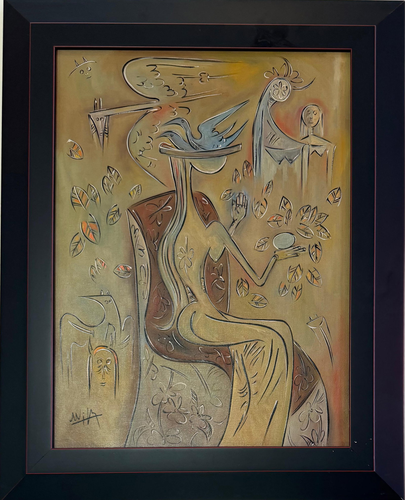 Wifredo Lam Cuban 1902–1982 Oil on canvas painting in the style of. Kahlo,Rivera Era (1 of 4)