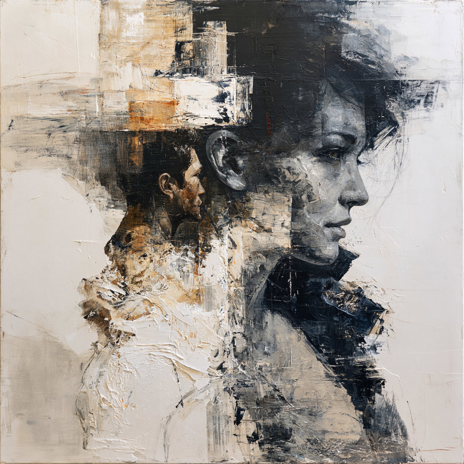 Duality Within. Acrylic print on panel. By the IAAG Artists Group. Contemporary.: Title: Duality Within Technique: Acrylic print on panel Measures: 20 × 20 inches (51 × 51 cm) Year: Contemporary Condition: Excellent condition. Masterfully executed contemporary figurative composit