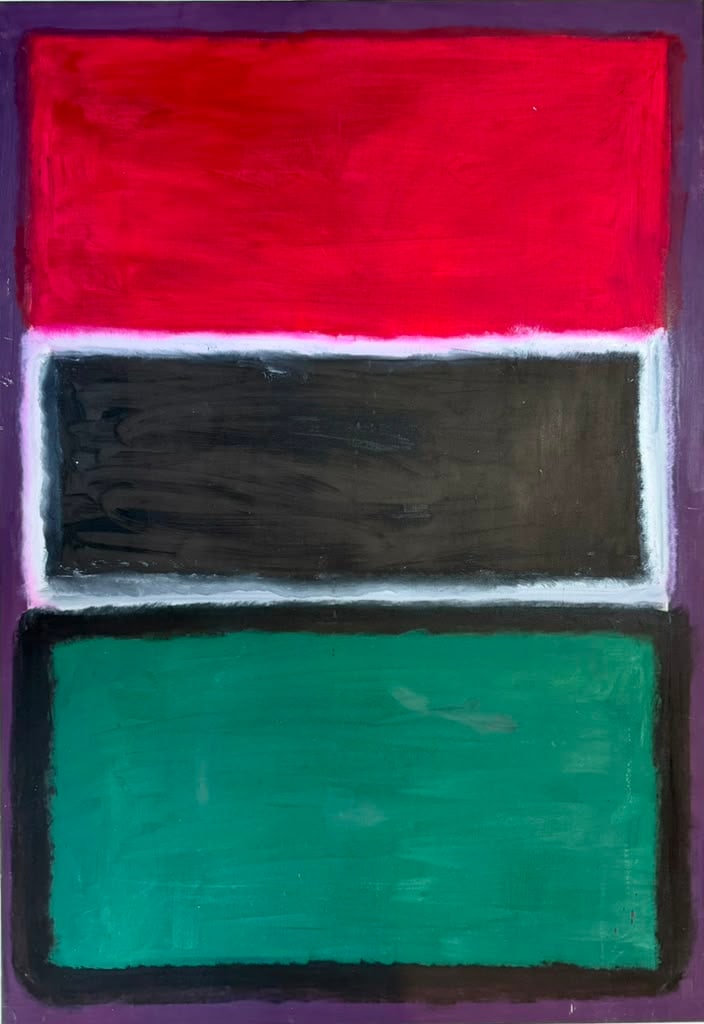 Mark Rothko American 1903-1970 oil on canvas painting in the style of Pollock , Kline , Haring Era: Title: Green, Brown and Black Technique: Oil on canvas Measures: 55 x 39 inches (61 x 50.8 cm) Year: 1952 Condition: Good condition. Surface presents stable pigment application with luminous layered c