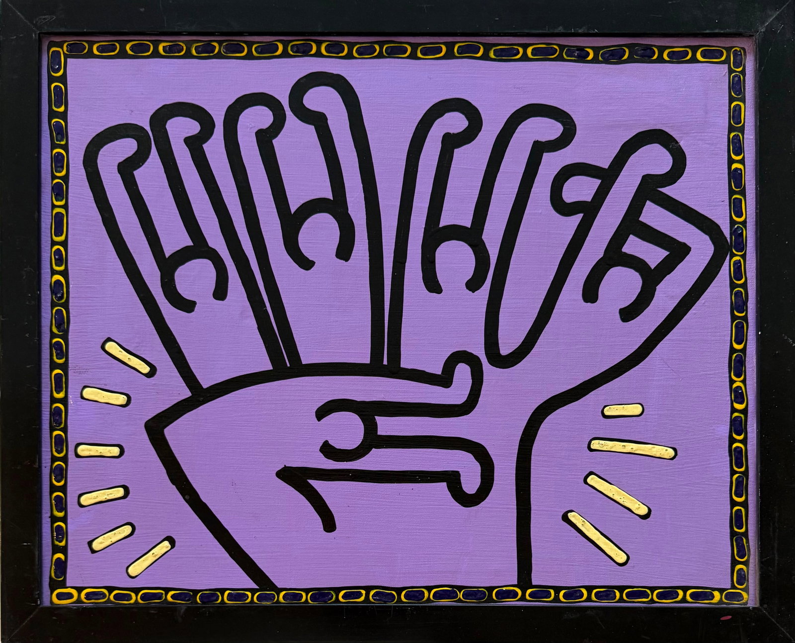 Keith Haring American 1958-1990 Acrylic painting on canvas in the style.De Kooning,Kline, Haring Era: Title: Untitled Technique: Acrylic on canvas Measures: 16 x 20 inches (40.6 x 50.8 cm) Year: 1984 Condition: Good condition. Surface presents stable acrylic application with vibrant coloration and cri