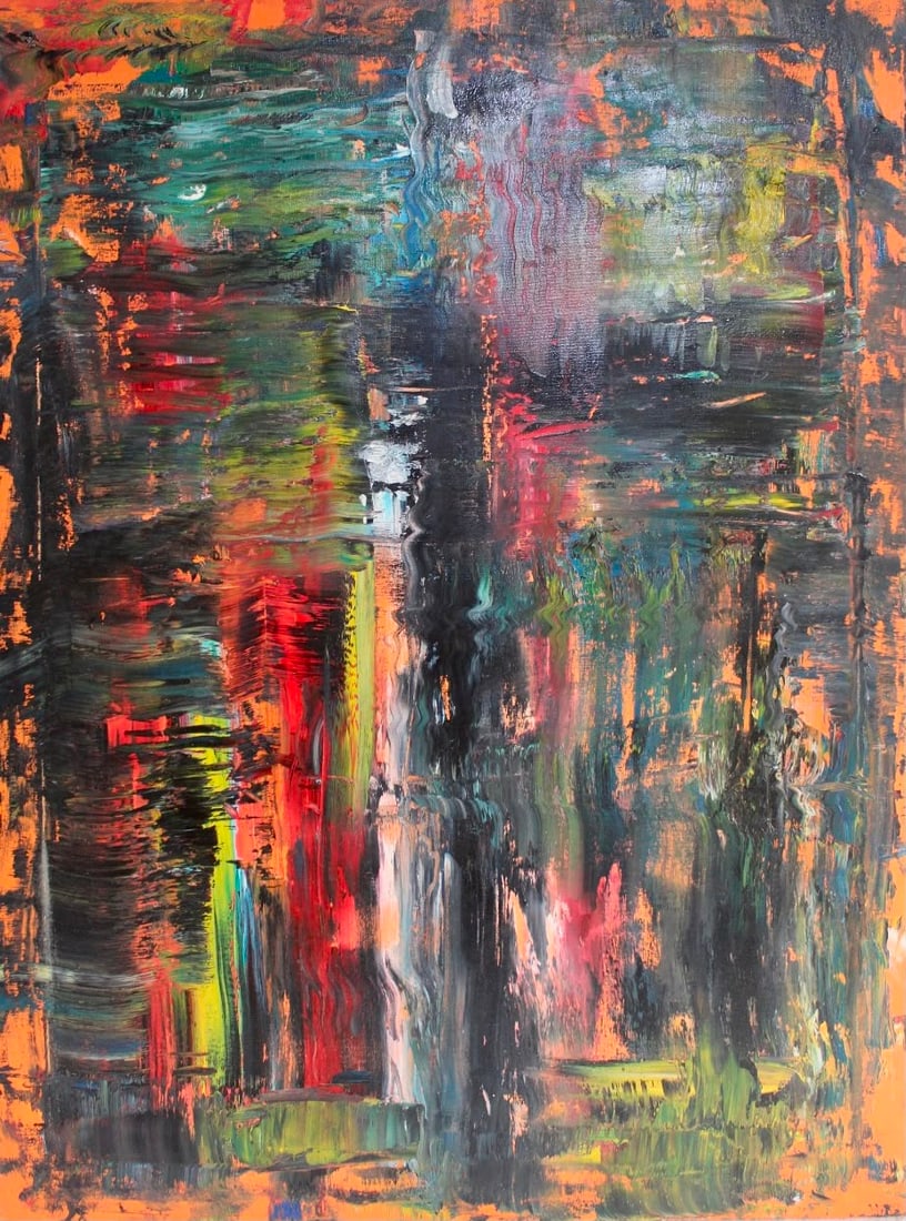 Gerhard Richter German 1932 oil on canvas Painting Abstraktes Bild.Pollock,Rothko Era: Title: Abstraktes Bild Technique: Oil on canvas Measures: 31 x 23 inches (78.7 x 58.4 cm) Year: 1993 Condition: Good condition. The surface presents stable pigment application with richly layered brus