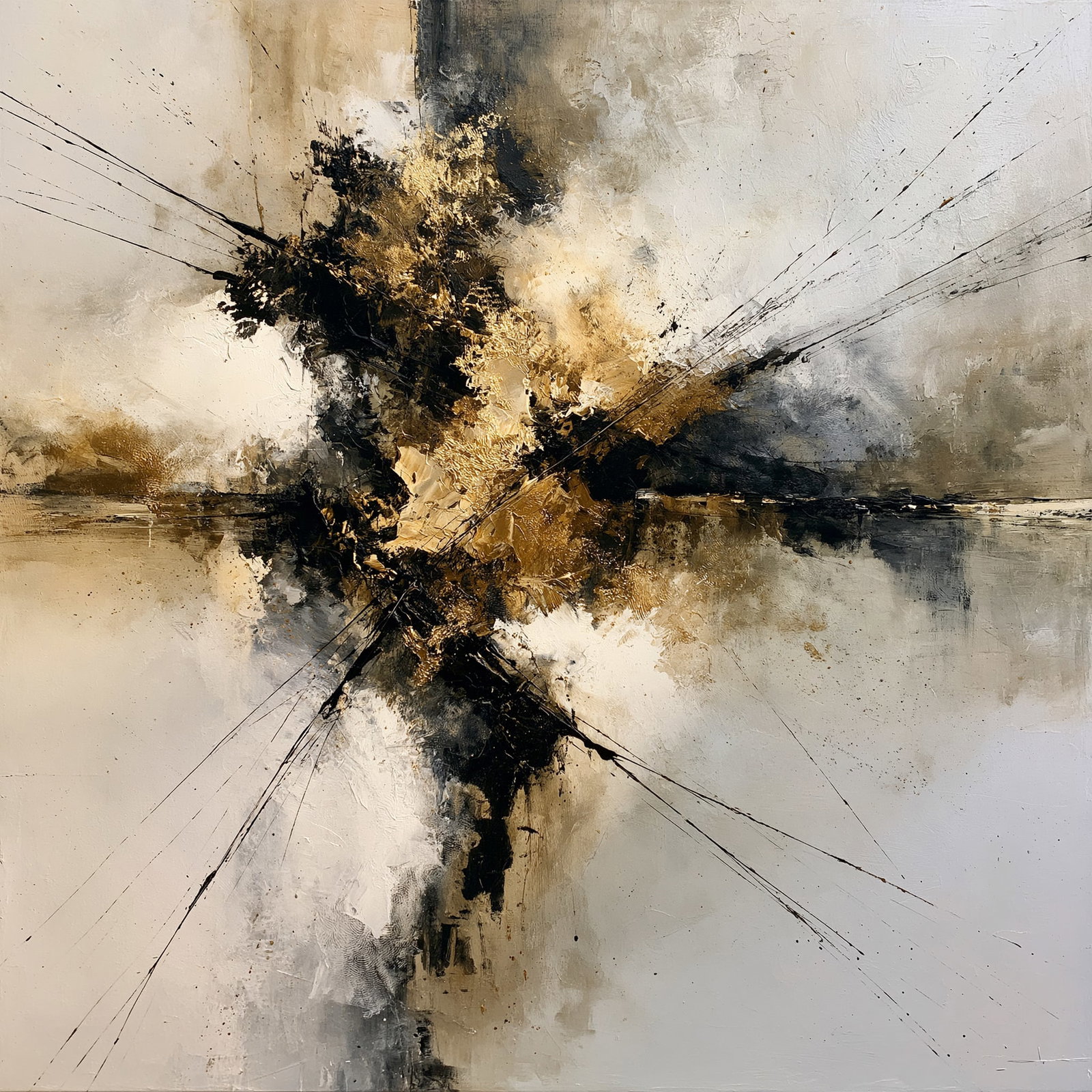 Convergence of Light. Acrylic print on panel. By the IAAG Artists Group. Contemporary.: Title: Convergence of Light Technique: Acrylic print on panel Measures: 20 × 20 inches (51 × 51 cm) Year: Contemporary Condition: Excellent condition. Sophisticated abstract composition featuring lu
