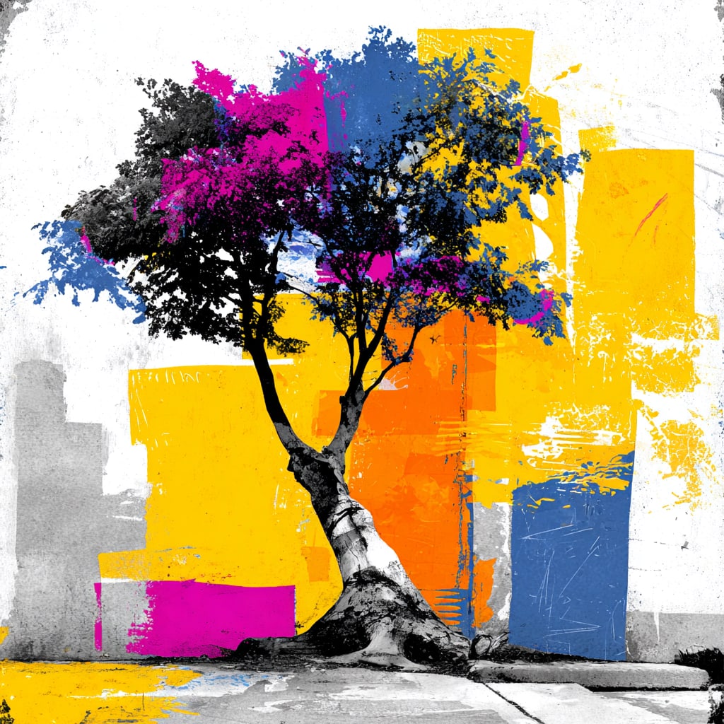 Chromatic Resilience. Acrylic print on panel. By the IAAG Artists Group. Contemporary.: Title: Chromatic Resilience Technique: Acrylic print on panel Measures: 20 × 20 inches (51 × 51 cm) Year: Contemporary Condition: Excellent condition. Crisp contemporary composition with vibrant arc