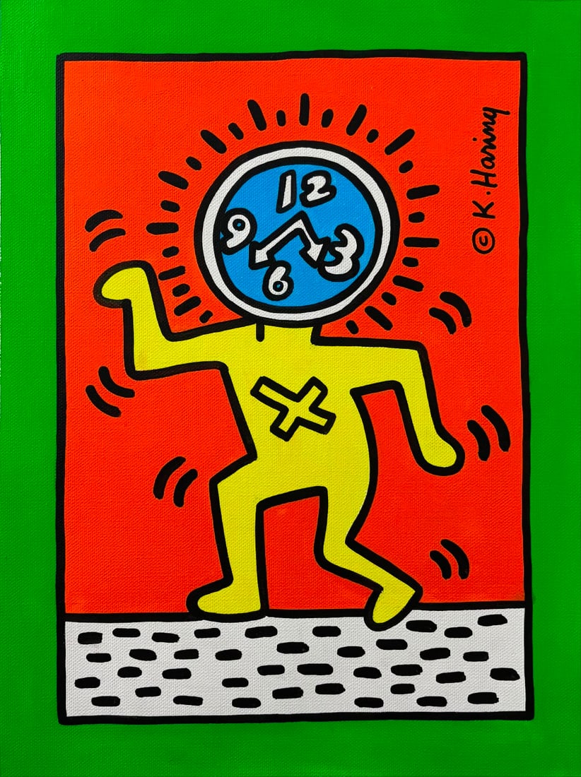 Keith Haring American 1958–1990 Acrylic on Canvas Dancing Figure Composition in the Style of, (1 of 6)