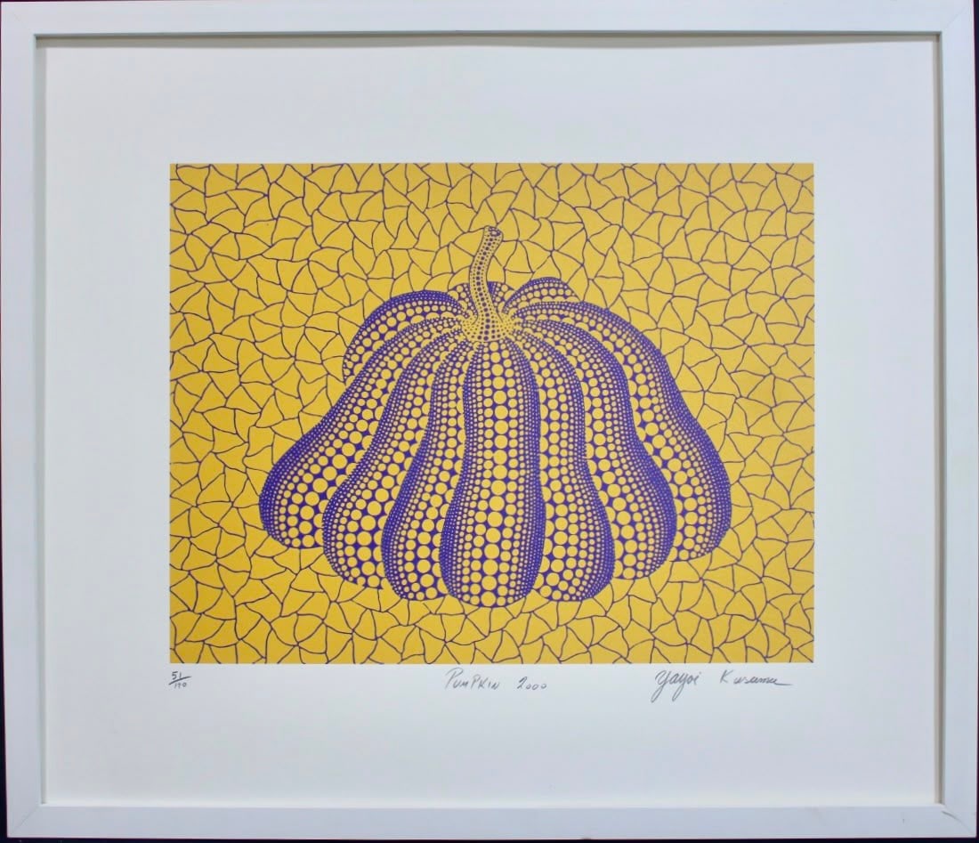 Yayoi Kusama Japanese b. 1929 Color Lithograph In the Style of Contemporary Art Composition: Title: Pumpkin Technique: Color lithograph on paper Measures: 18 x 22 inches (45.7 x 55.9 cm) Edition: 51/120 Year: 2000 Condition: Good condition. The sheet presents rich, vibrant color with sharp pr