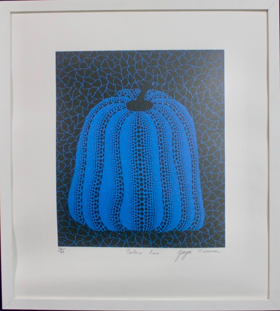 Yayoi Kusama Japanese b. 1929 Color Lithograph In the Style of Contemporary Art Composition: Title: Pumpkin Technique: Color lithograph on paper Measures: 20 x 18 inches (50.8 x 45.7 cm) Edition: 56/120 Year: 2000 Condition: Good condition. The sheet presents rich, vibrant color with excellen