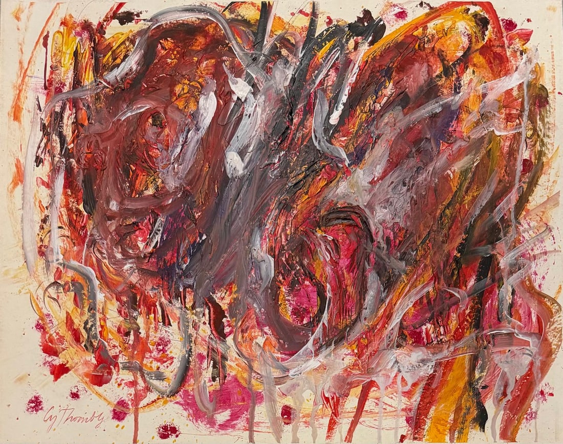 Cy Twombly American 1928–2011 Mixed Media on Canvas In the Style of Abstract Expressionist (1 of 5)