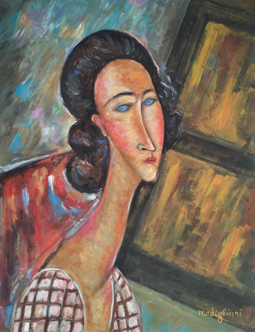Amedeo Modigliani Italian 1884–1920 Watercolor on Paper Portrait of a Woman in the Style of, (1 of 6)
