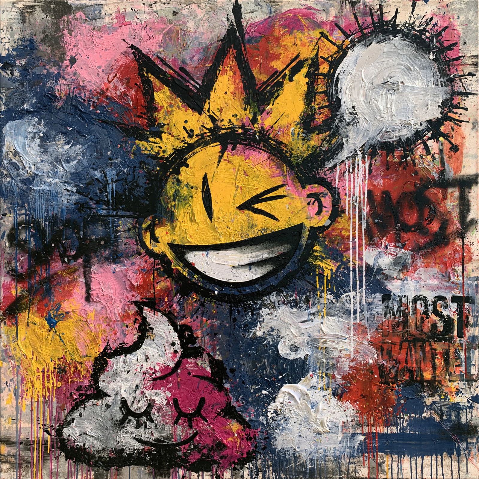 Rebel Joy. Acrylic print on panel. By the IAAG Artists Group. Contemporary.: Title: Rebel Joy Technique: Acrylic print on panel Measures: 20 × 20 inches (51 × 51 cm) Year: Contemporary Condition: Excellent condition. Rich impasto surface with expressive palette-knife applica