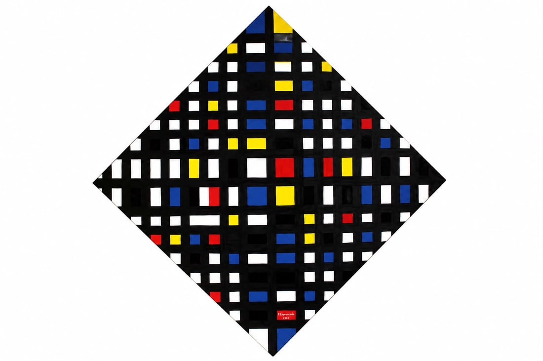 Piet Mondrian Dutch 1872–1944 Oil on Canvas Painting Geometric Composition in the Style of, De (1 of 2)